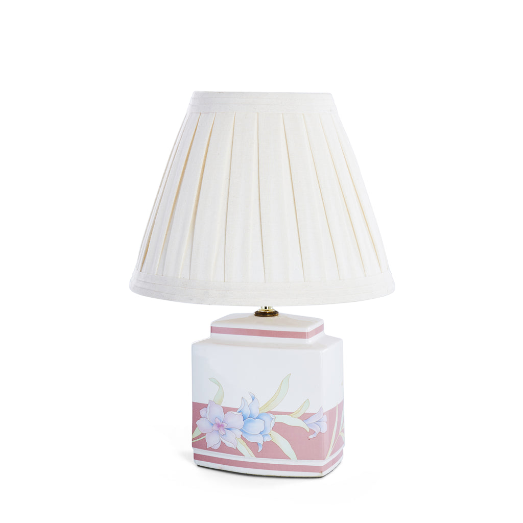 Pink & White Ceramic Floral Table Lamp