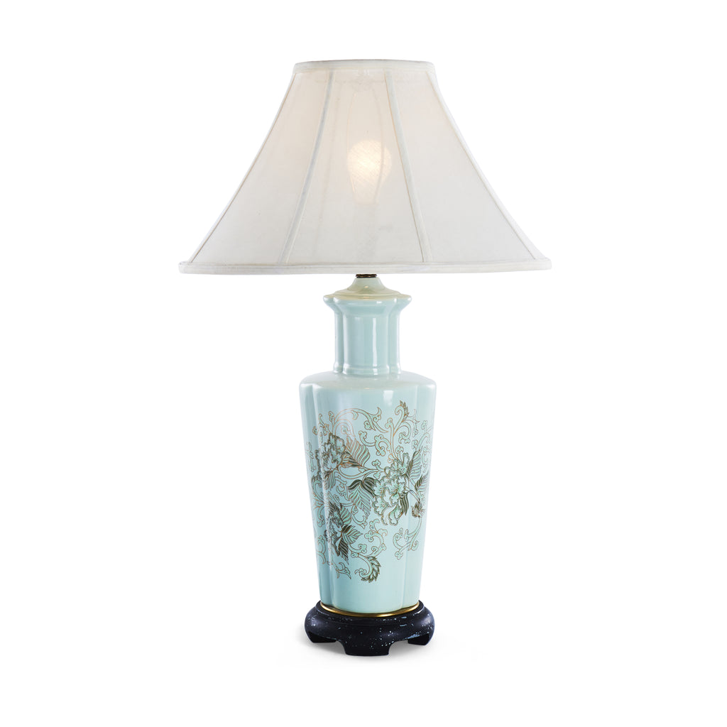 Turquoise Floral Table Lamp