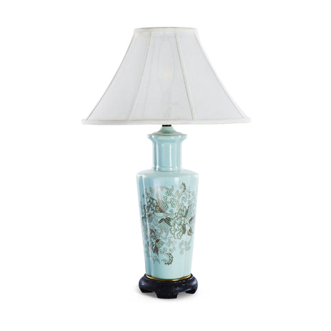 Turquoise Floral Table Lamp