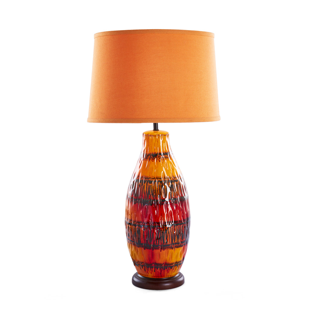Orange Striped Ceramic Table Lamp