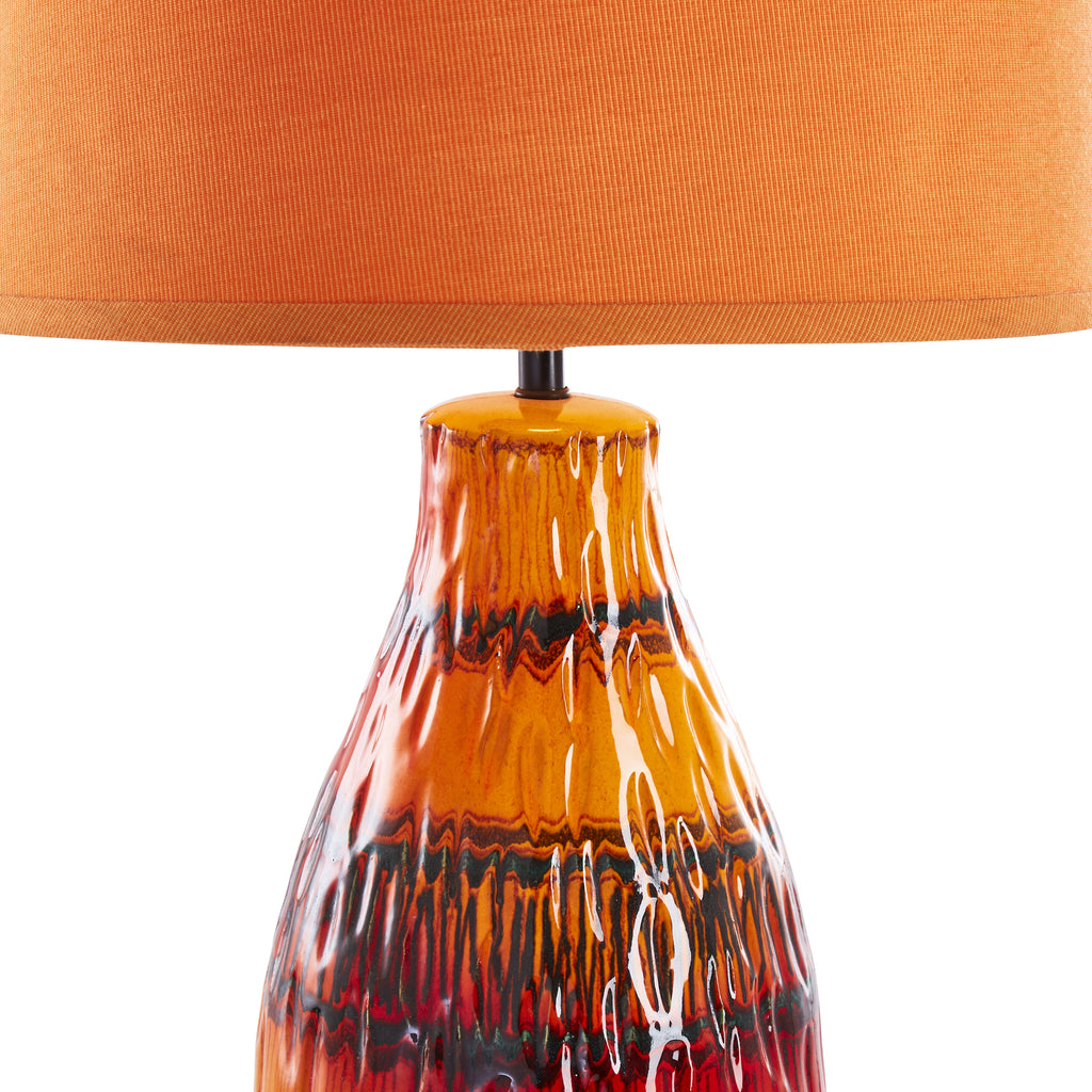 Orange Striped Ceramic Table Lamp