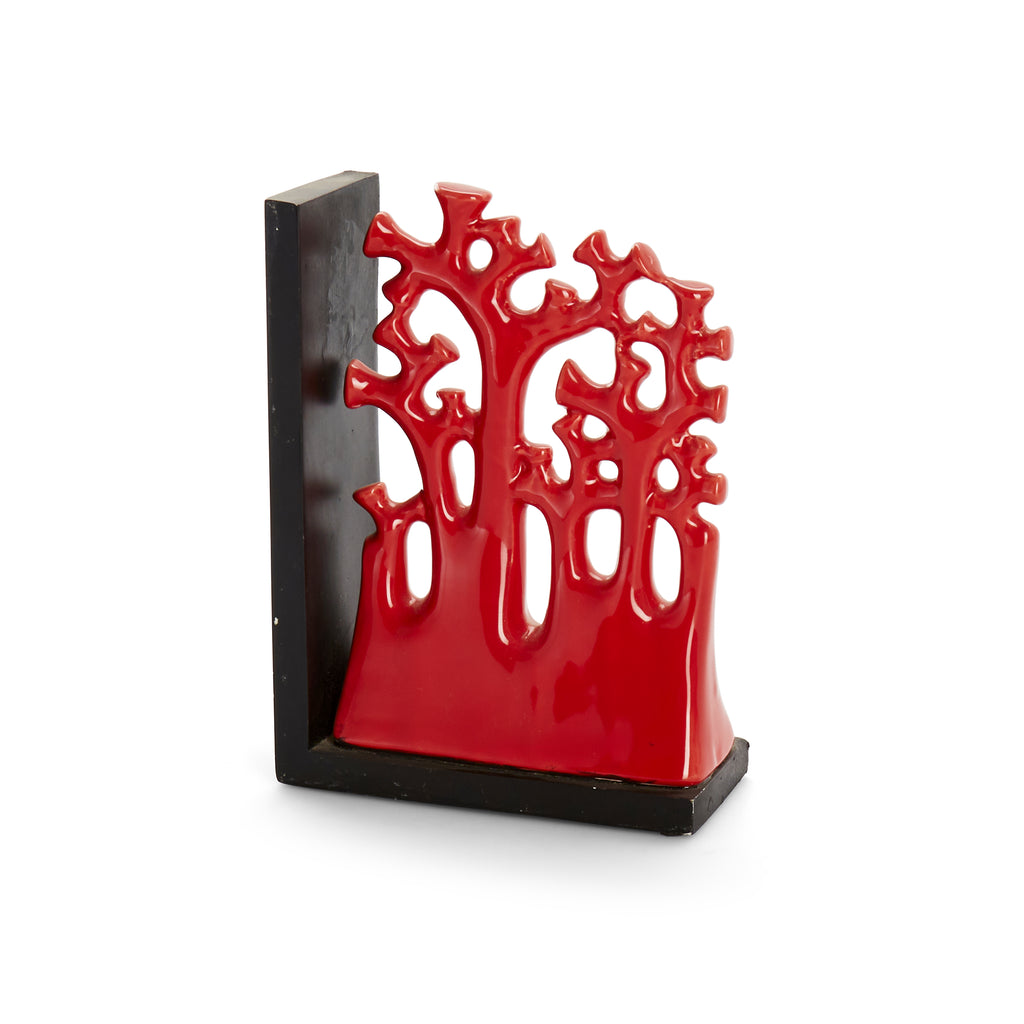 Red coral book ends