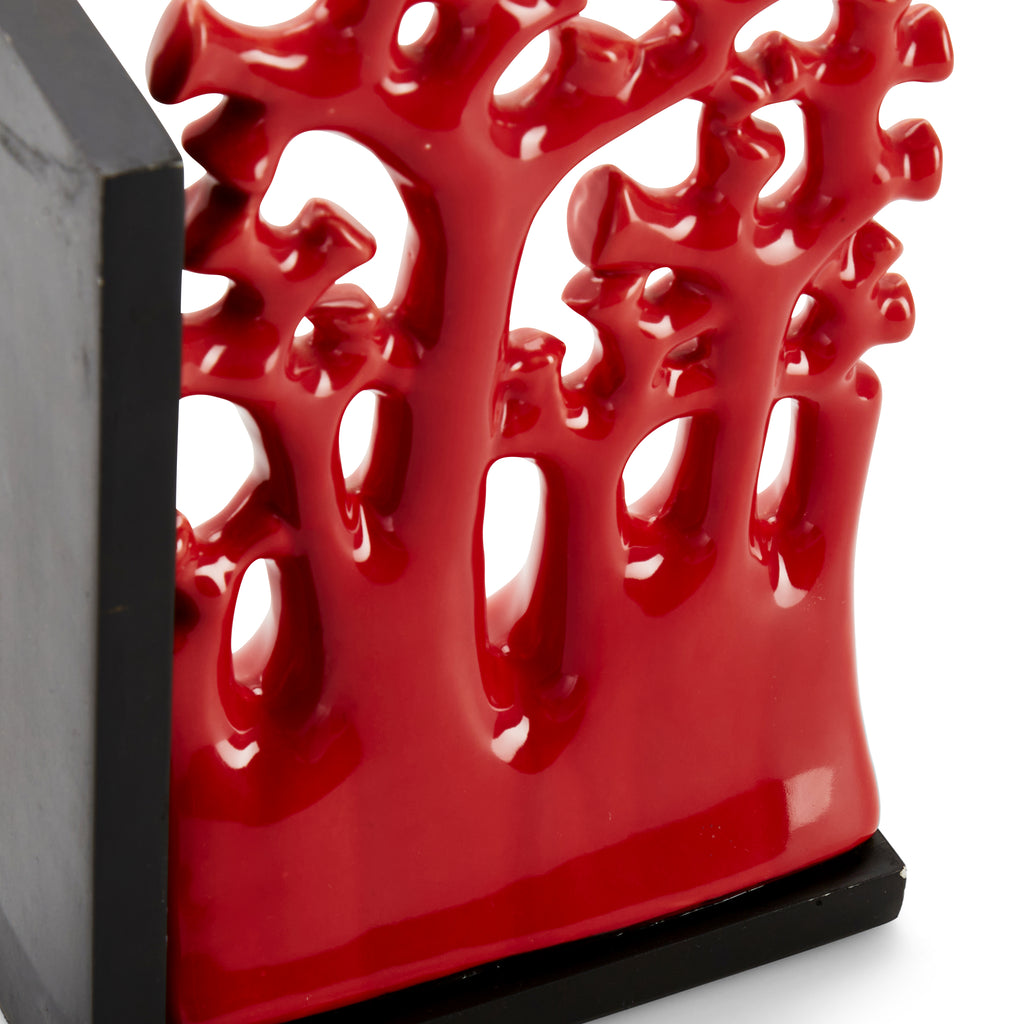 Red coral book ends