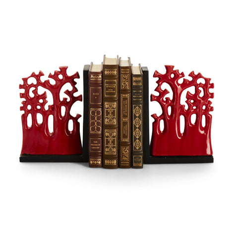 Red coral book ends