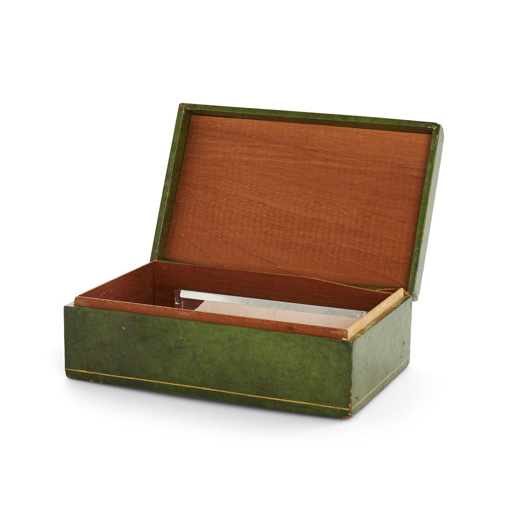 Green Leather Office Storage Box