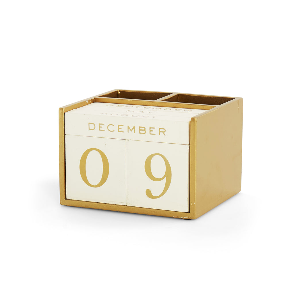 Modern Gold and Wood Desk Calendar