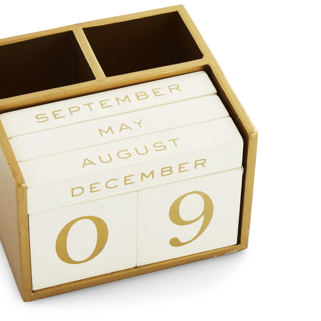 Modern Gold and Wood Desk Calendar