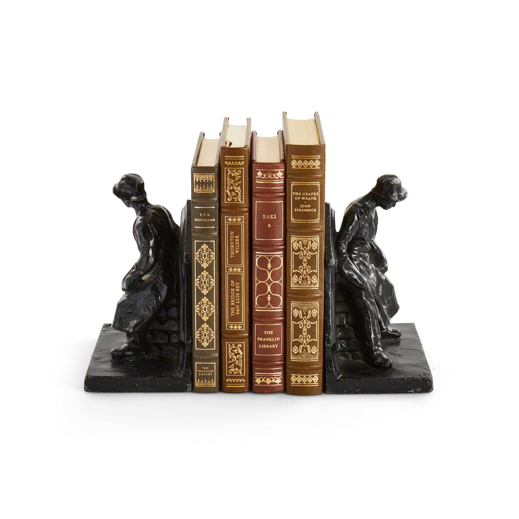 Black Metal Bookends with Man