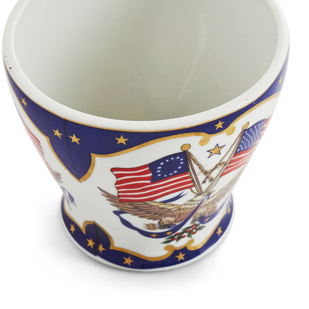 American Flag and Eagle Patriotic Planter Pot