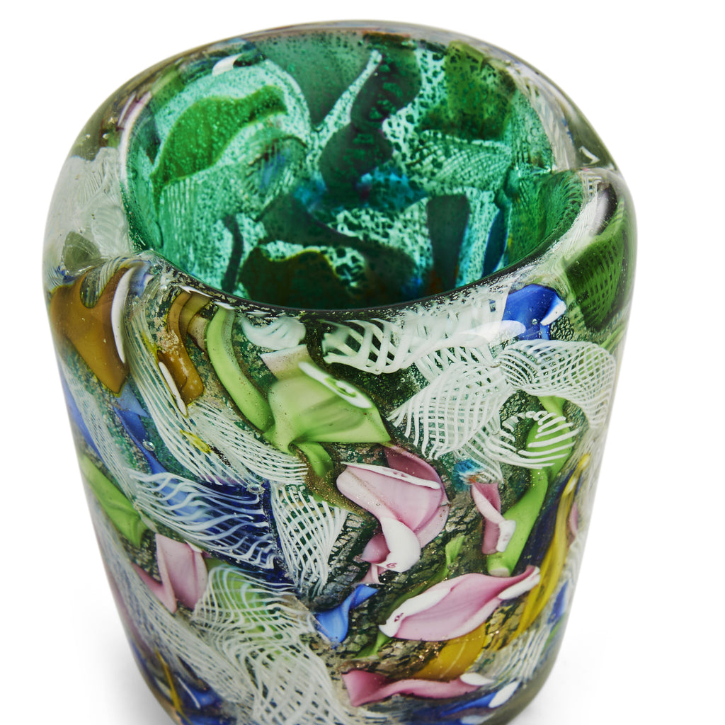 Multi-Colored Art Glass Cup Ashtray