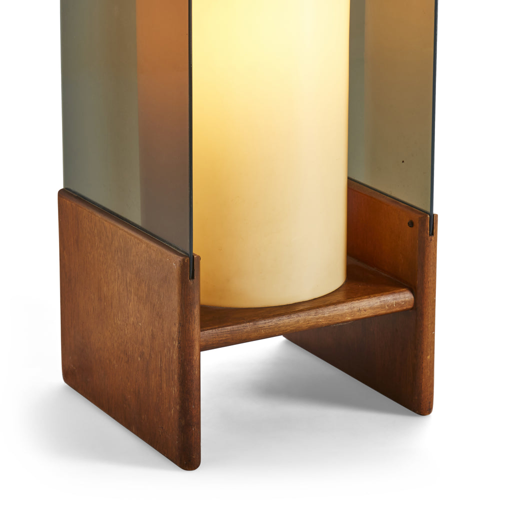 Faux Candle & Smoked Acrylic Table Lamp