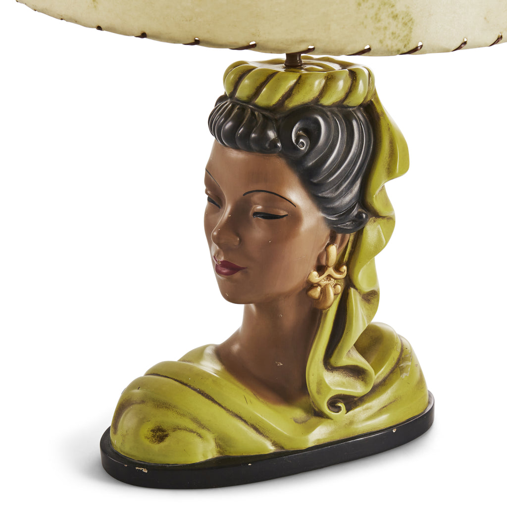 Green Headdress Woman Table Lamp