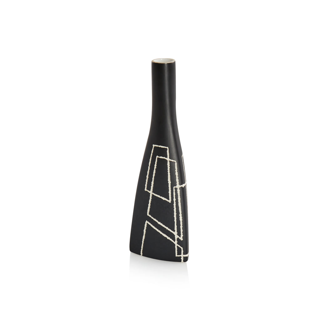 Black abstract engraving vase