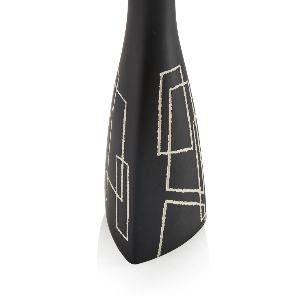 Black abstract engraving vase
