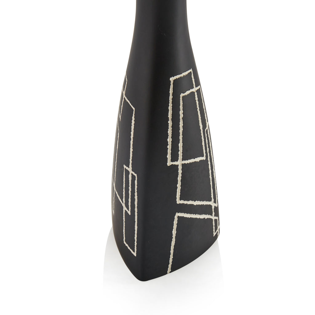Black abstract engraving vase