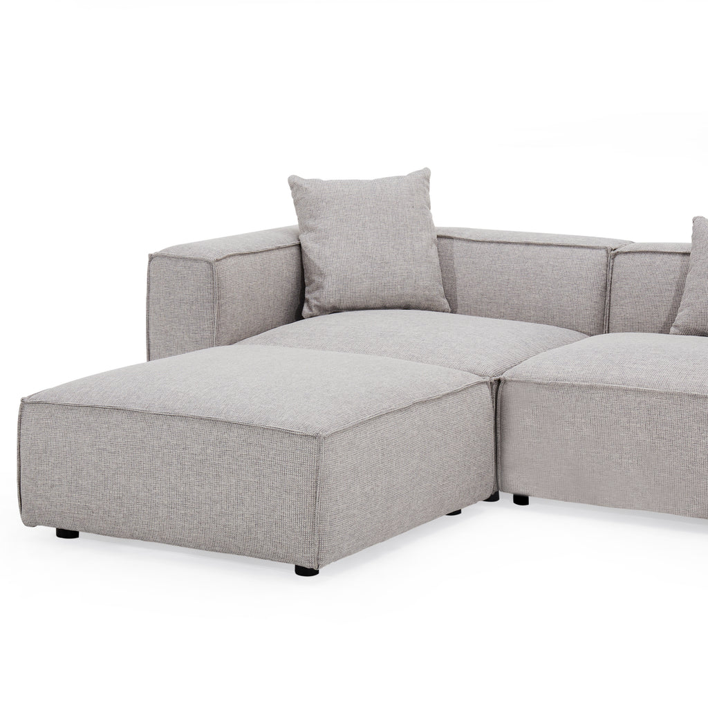 Large Grey 4 Piece Sectional Couch with Ottoman & Pillows
