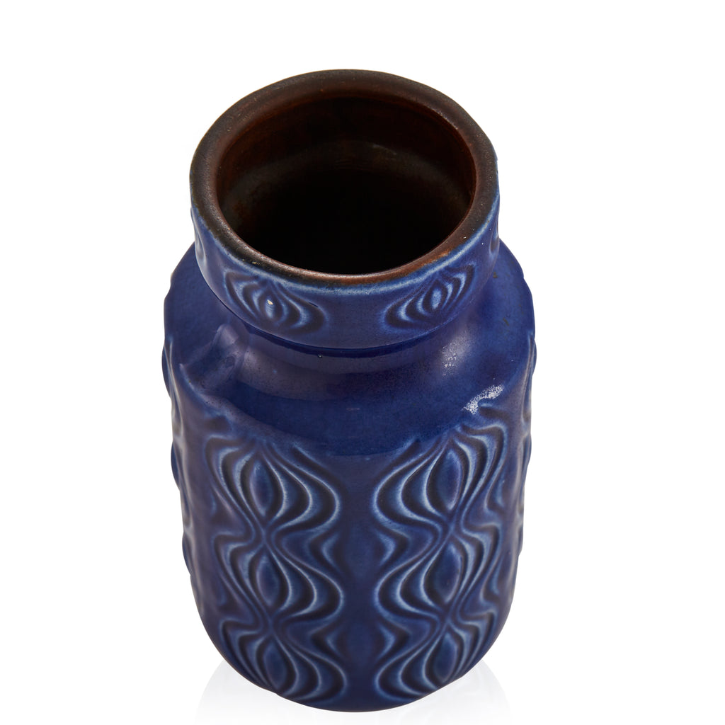 Blue Ceramic Vase with Wavy Design