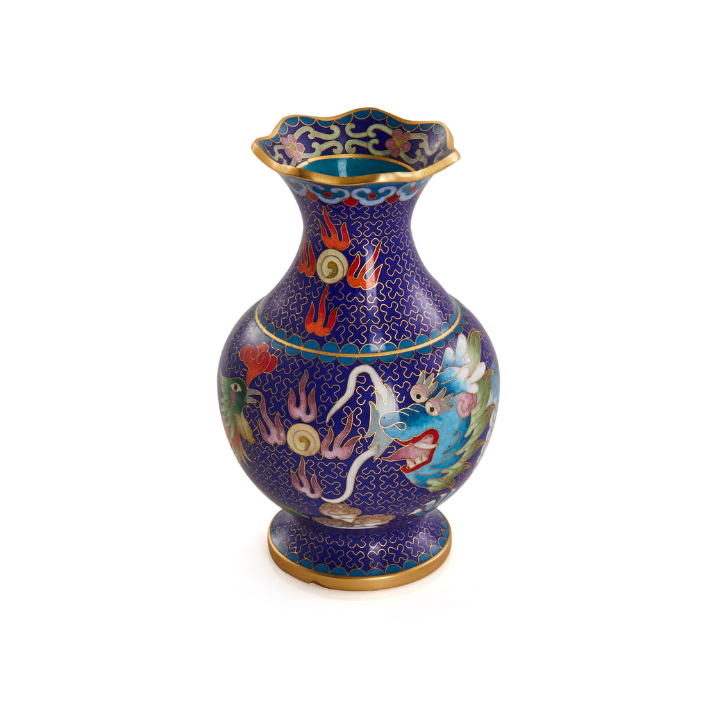 Blue Chinese Dragon Vase