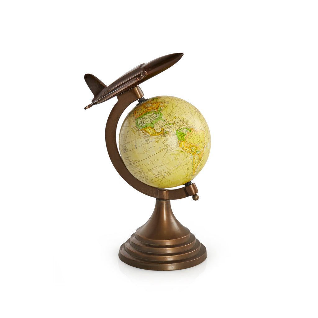 Yellow Globe with Bronze Airplane Base