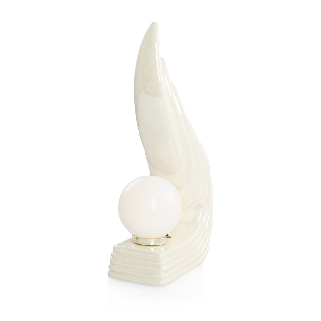 White Iridescent Art Deco Wave Lamp