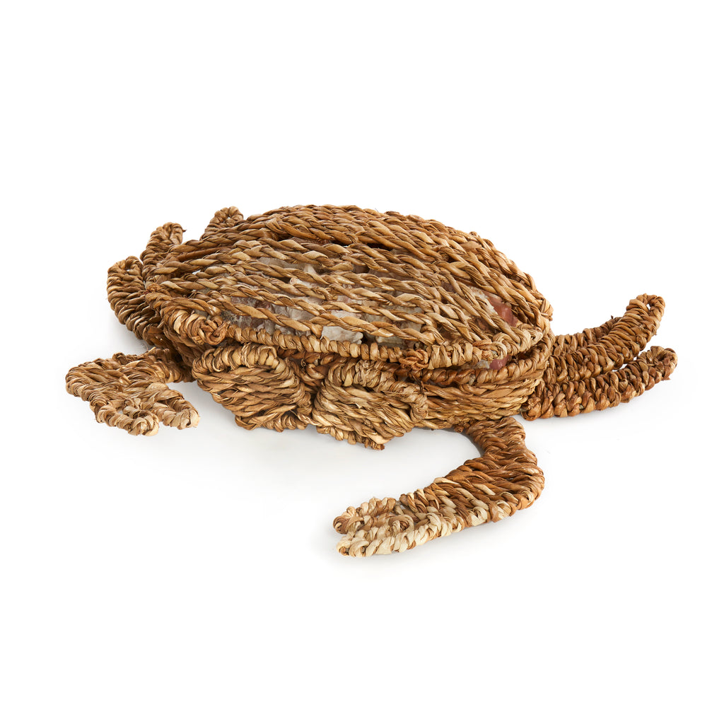 Crab Shaped Wicker Basket with Shells