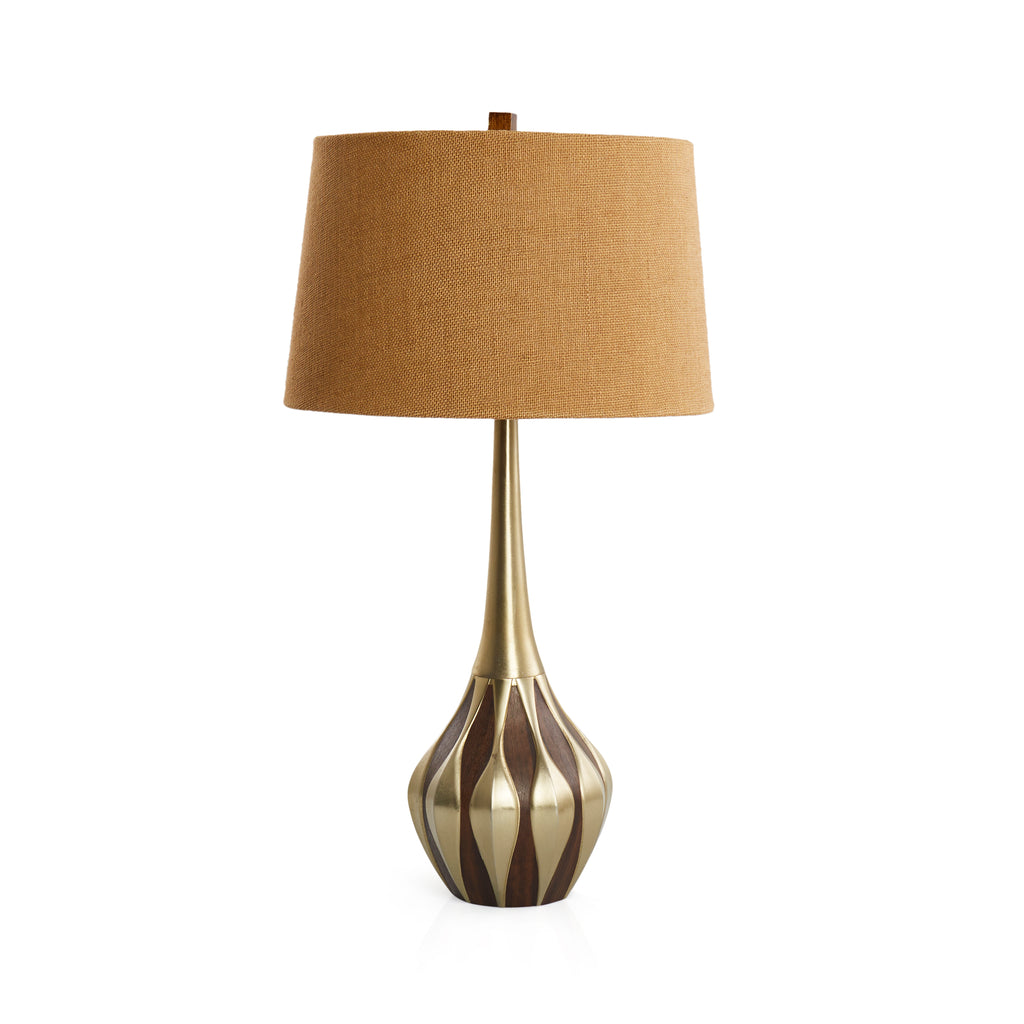 Brass and Wood Table Lamp