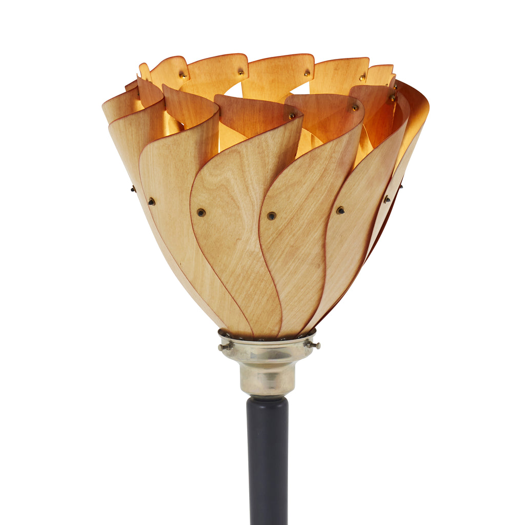 Wooden Fan Torchiere Lamp