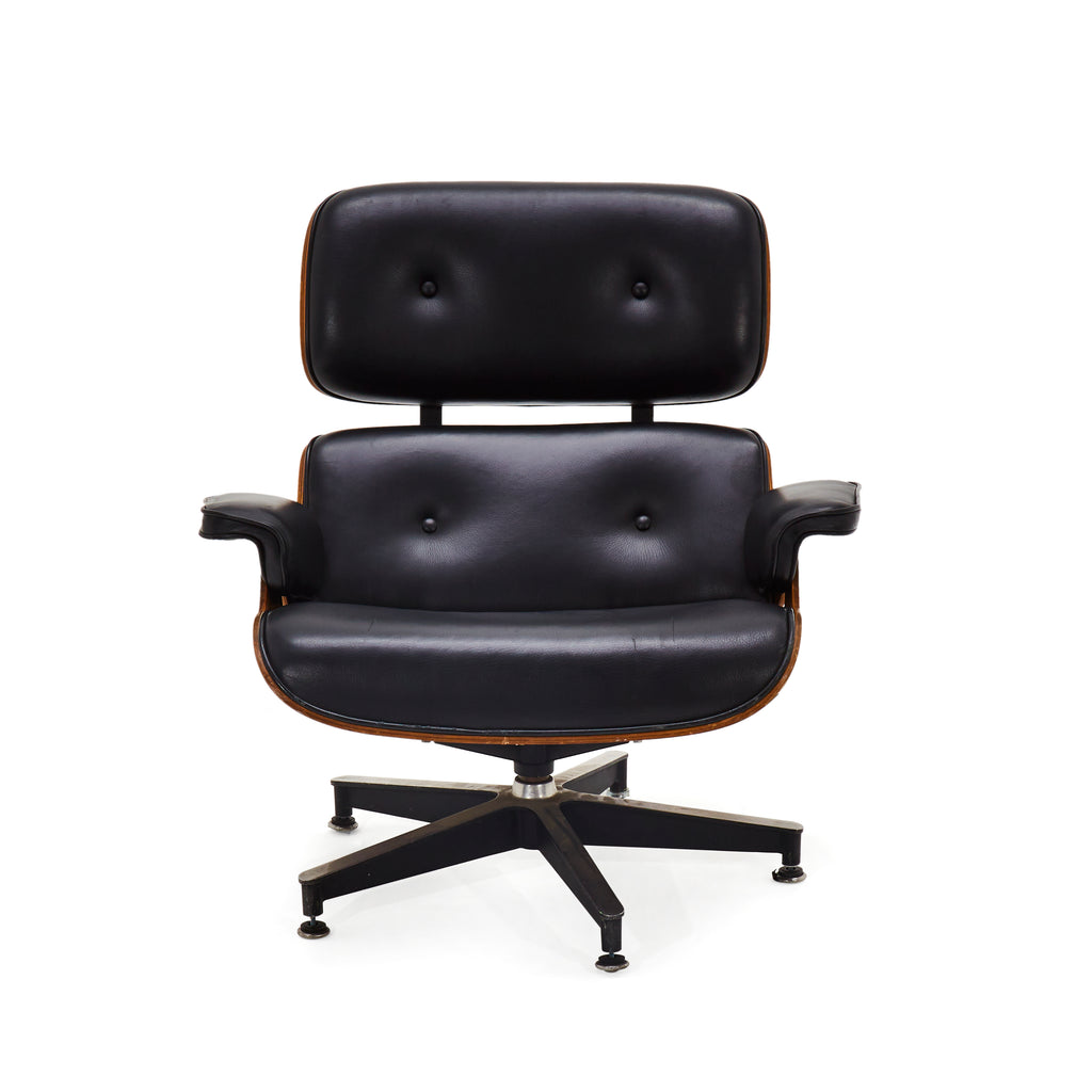Eames Style Rosewood & Black Leather Lounge Chair