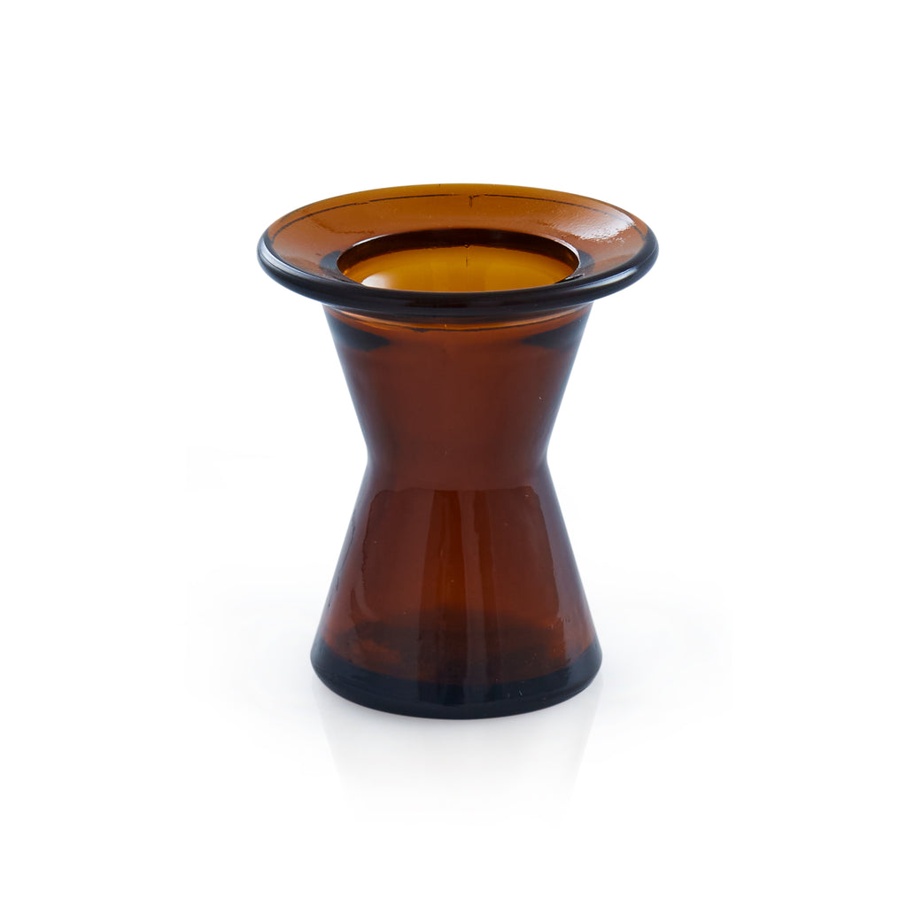 Amber Glass Candle Holder
