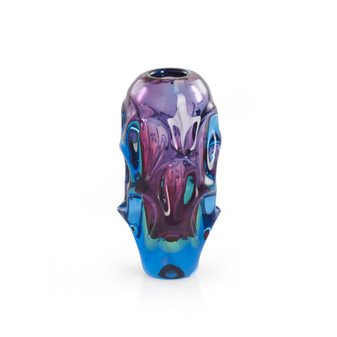 Purple & Blue Wavy Glass Vase