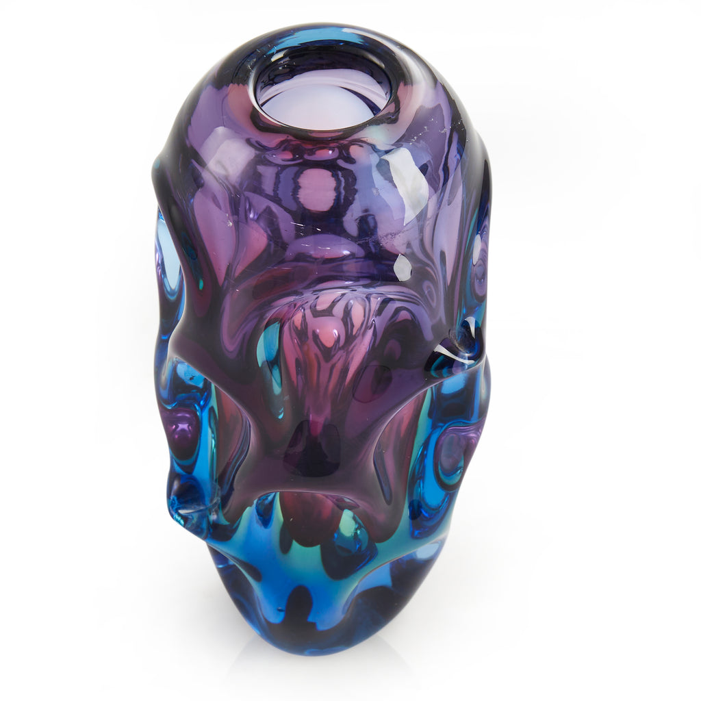 Purple & Blue Wavy Glass Vase