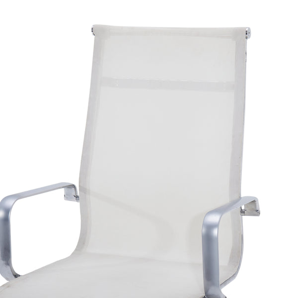 White and Chrome Rolling Office Chair - Gil & Roy Props