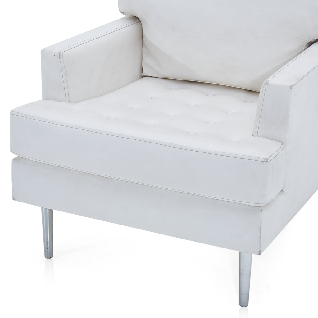 White Tufted Leather Armchair