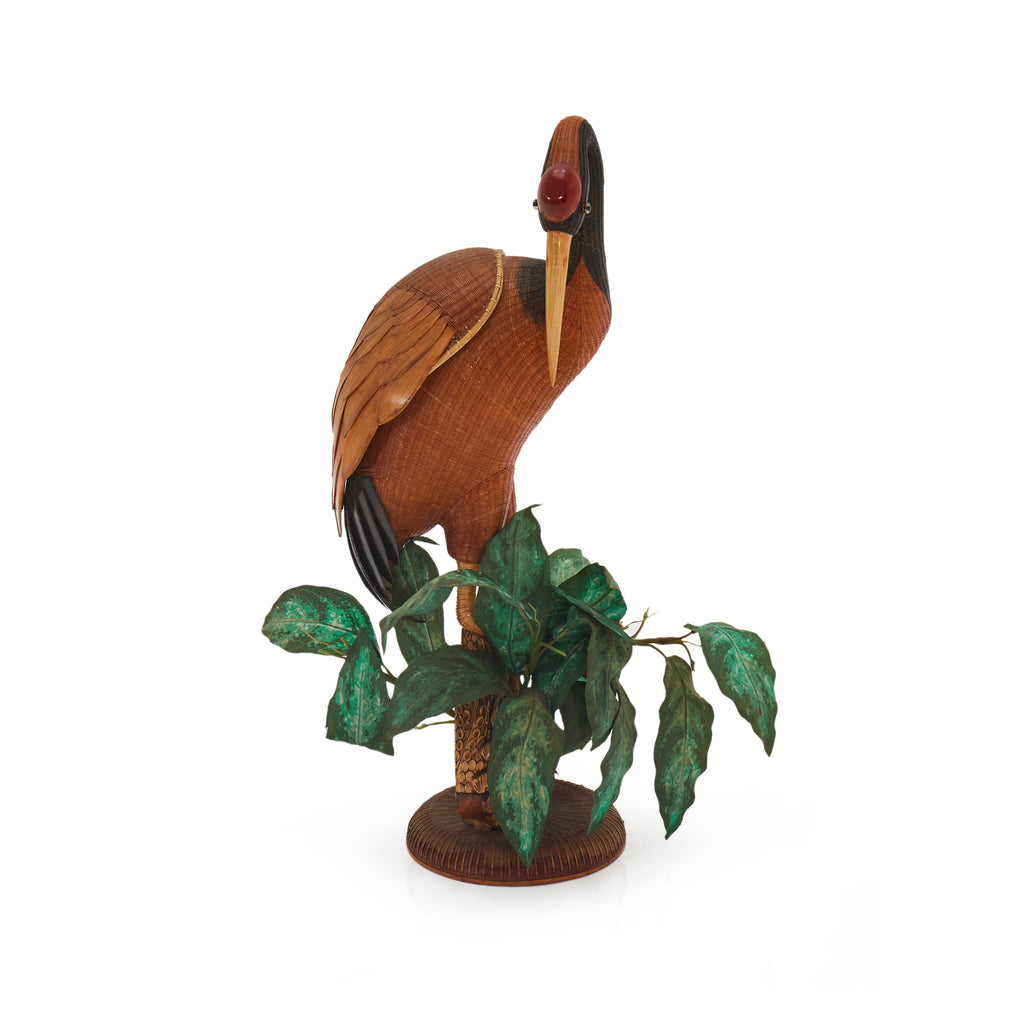 Heron or Crane Bird Woven Wicker Statue