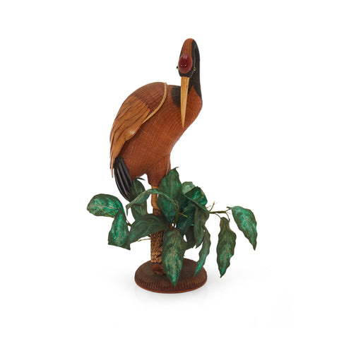 Heron or Crane Bird Woven Wicker Statue