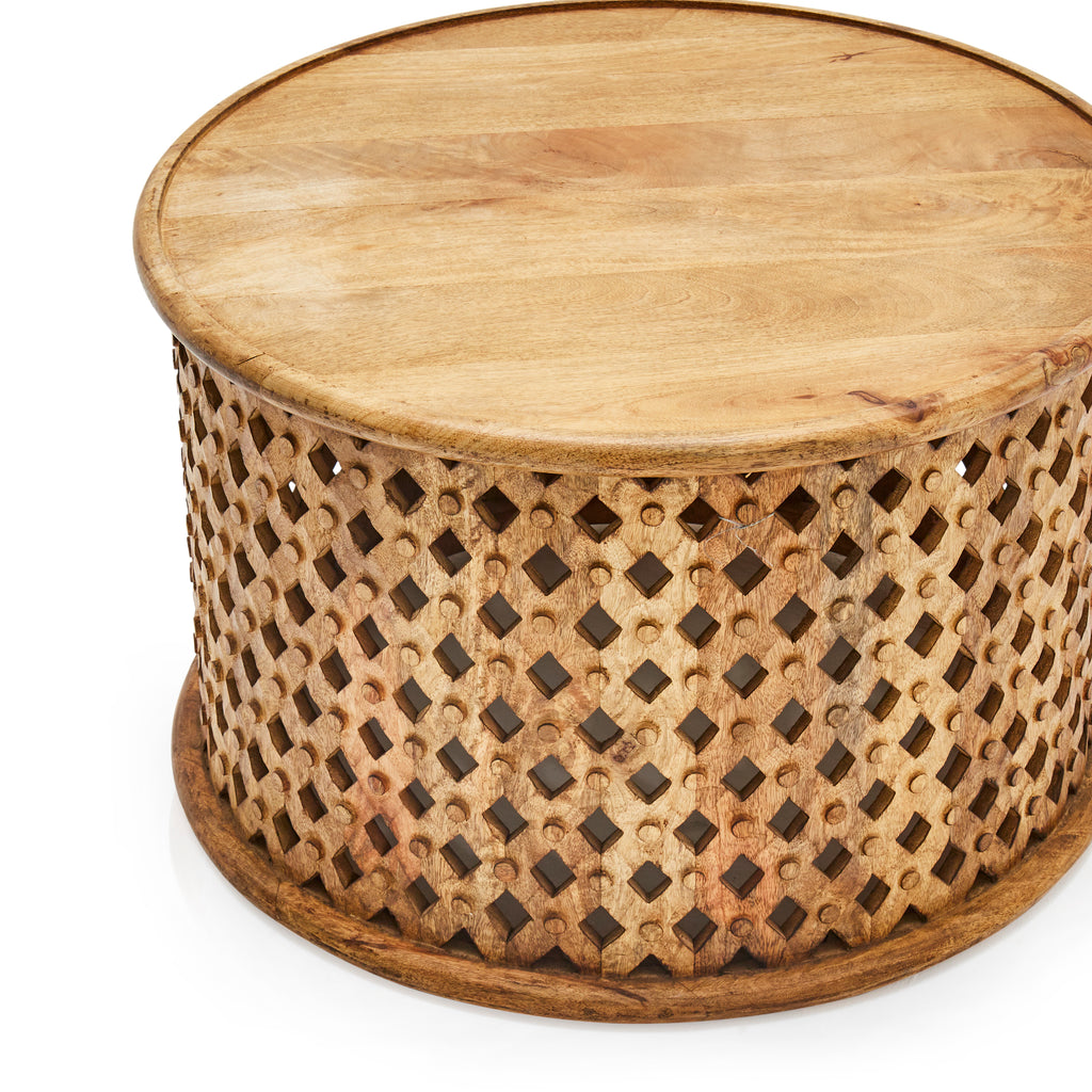 Natural Wood Diamond Patterned End Table