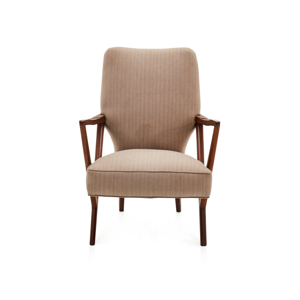 Beige and Wood Mid Century Modern Dining Chair