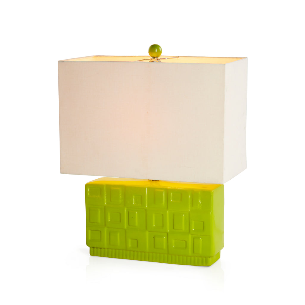 Lime Green Rectangular Ceramic Lamp