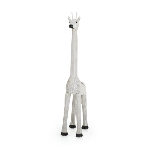 White Wicker Giraffe Floor Sculpture
