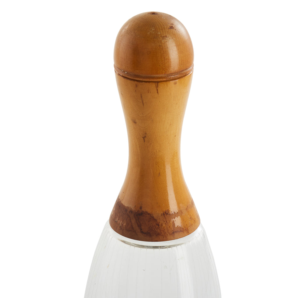 Wood and Glass Bowling Pin Bottle