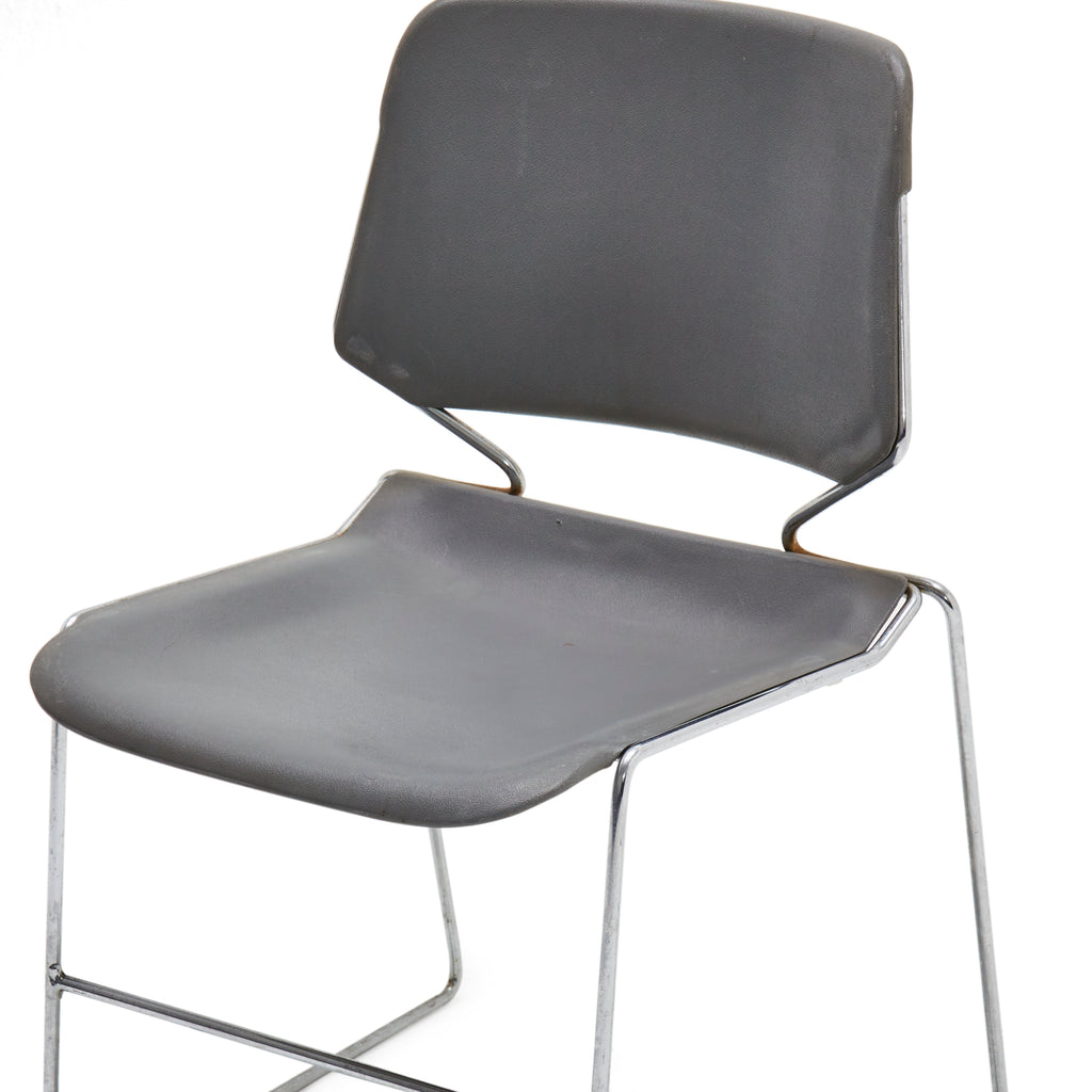 Dark Grey Stackable 70s Modern Side Chair