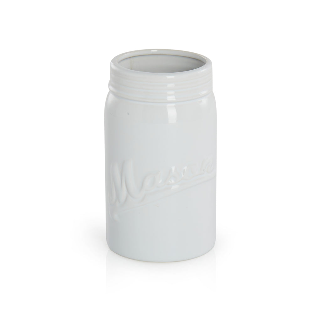 White Ceramic Mason Jar Vase