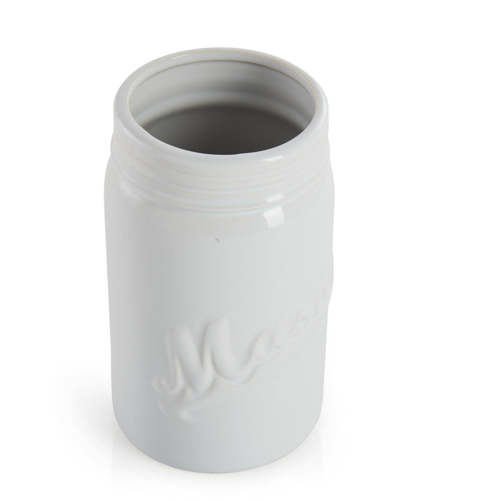 White Ceramic Mason Jar Vase