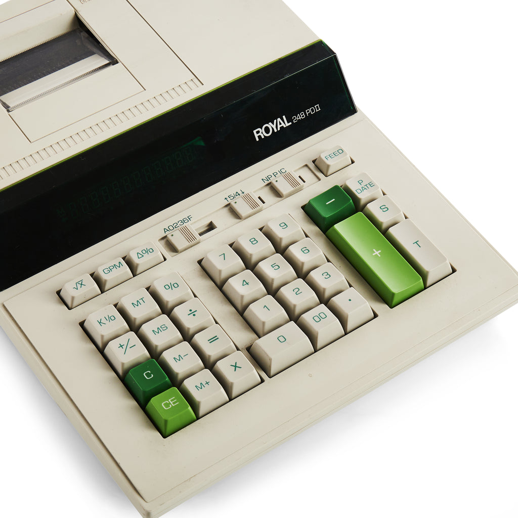 White Royal Digital Calculator with Printer