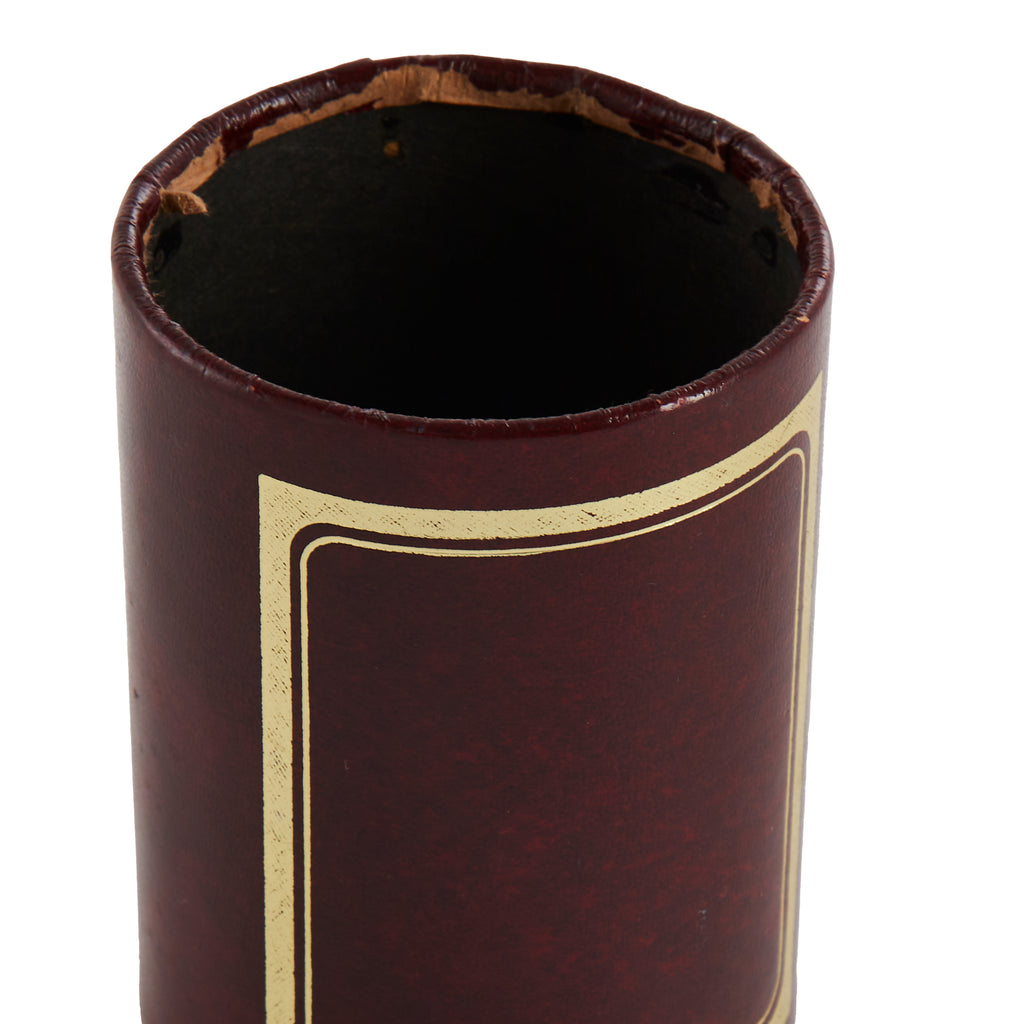 Brown and Gold Leather Wrapped Pen Holder