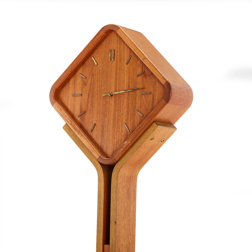Wood MCM Diamond Face Floor Clock