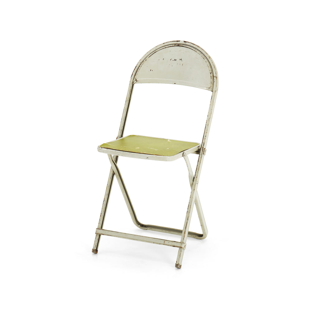 White & Green Metal Folding Chair