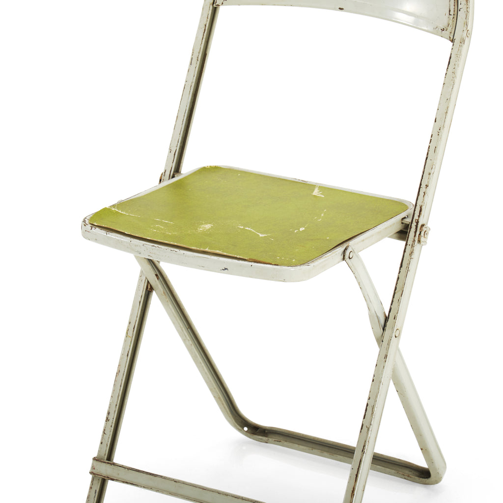 White & Green Metal Folding Chair