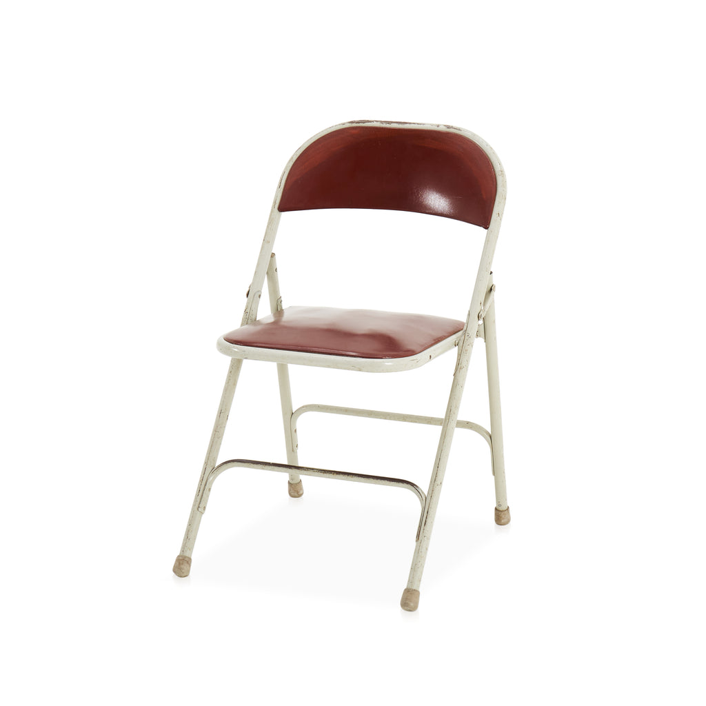 White & Red Metal Folding Chair