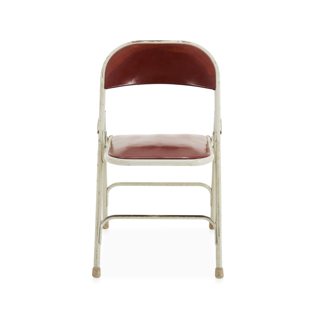 White & Red Metal Folding Chair